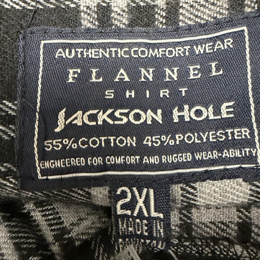 Jackson Hole Flannel Shirt Men's XXL‎ Plaid Black  Button Long Sleeve Pocket NWT - Picture 9 of 9